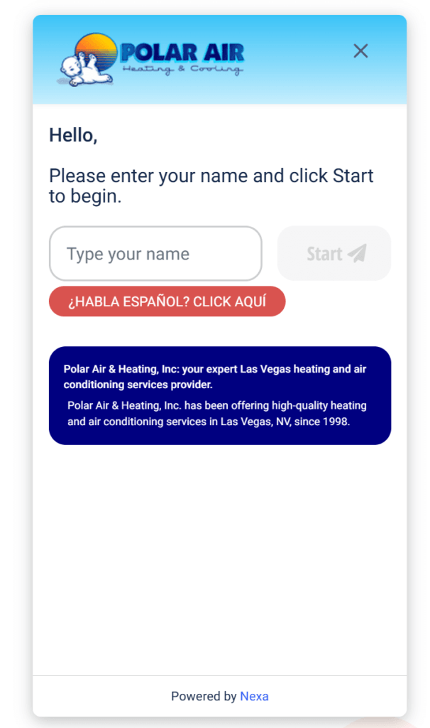 HVAC chatbot example