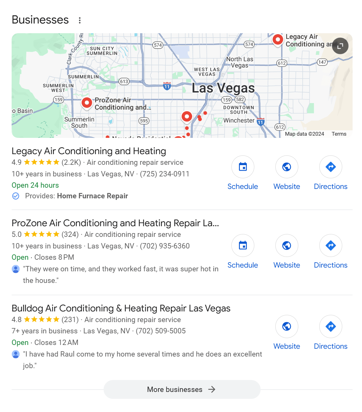 HVAC Google Business Profile example
