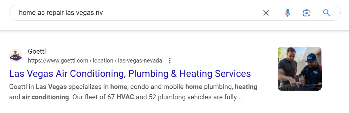 HVAC local SEO example