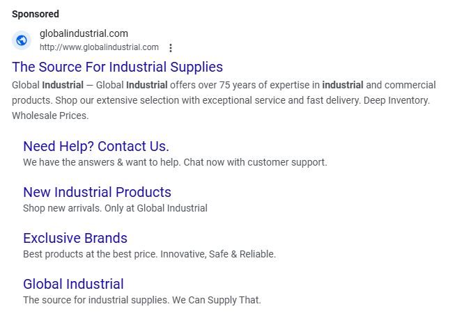 Industrial supply company ad
