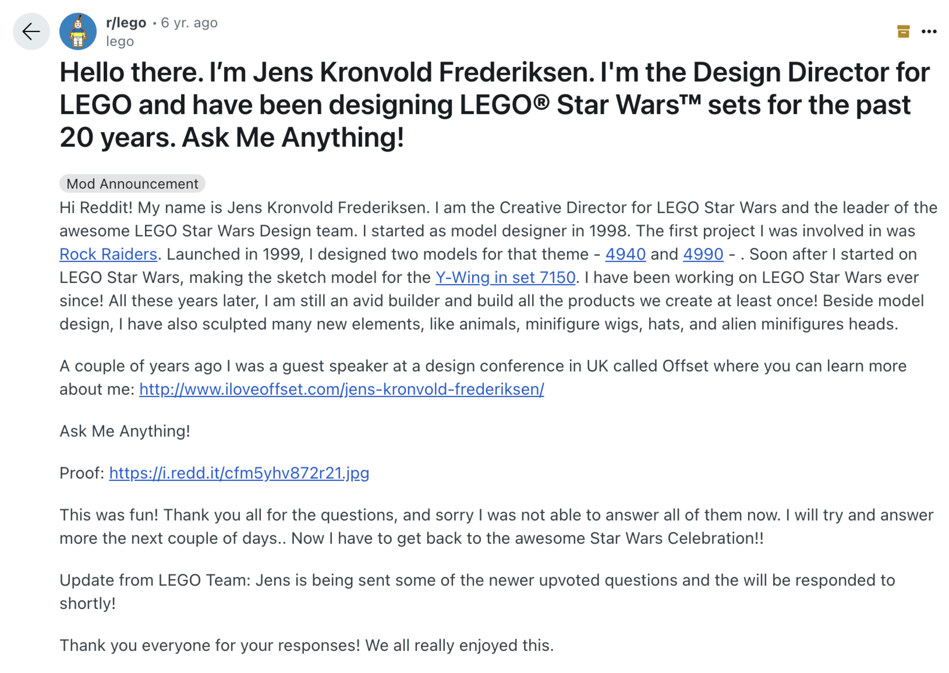lego ama reddit marketing