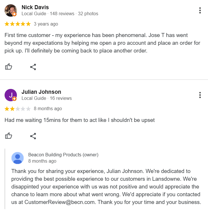 responding to reviews