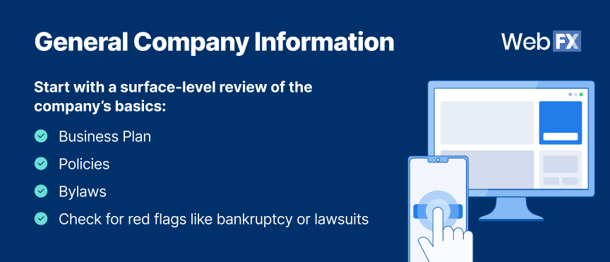 General company information to include with due diligence