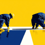 2 workers installing flooring