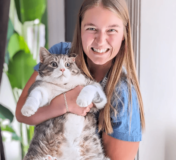 Julie holding her big cat