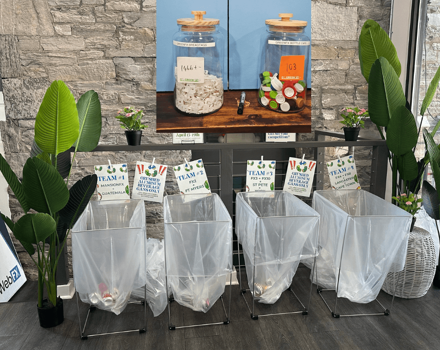 Recycling bins during GreenFX week