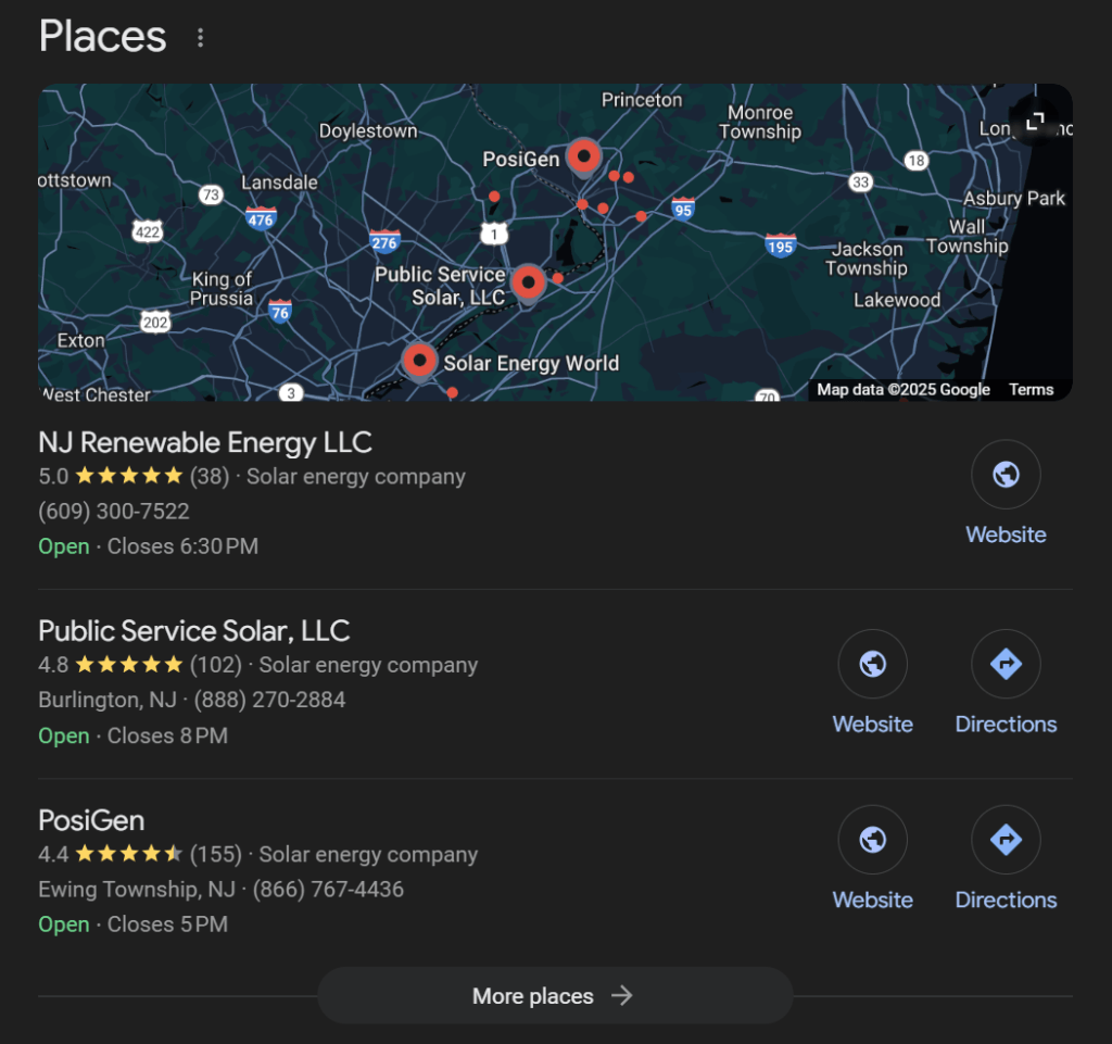 Google Business Profiles for local solar companies