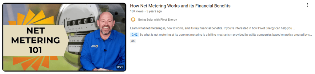 A solar company's YouTube video