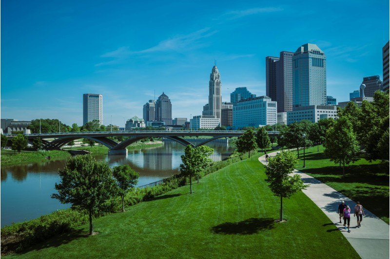 A picture of the Columbus skyline