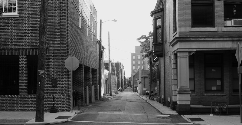 Grayscale photo of street in York Pennsylvania