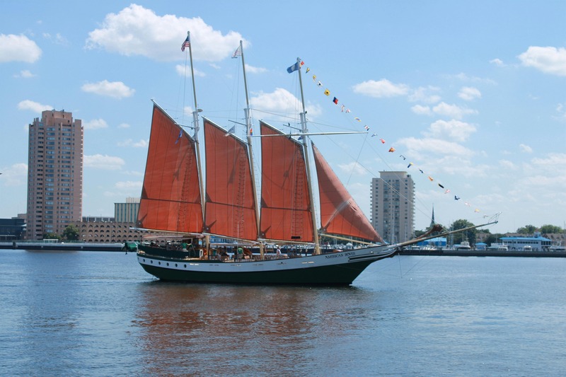 A sailing ship in Norfolk harbor