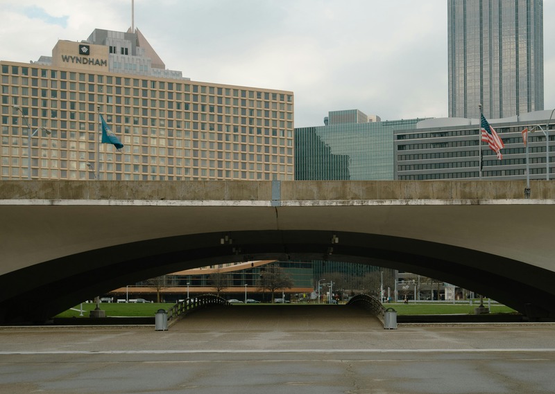 Footbridge in Point State Park Under a Highway Overpass
