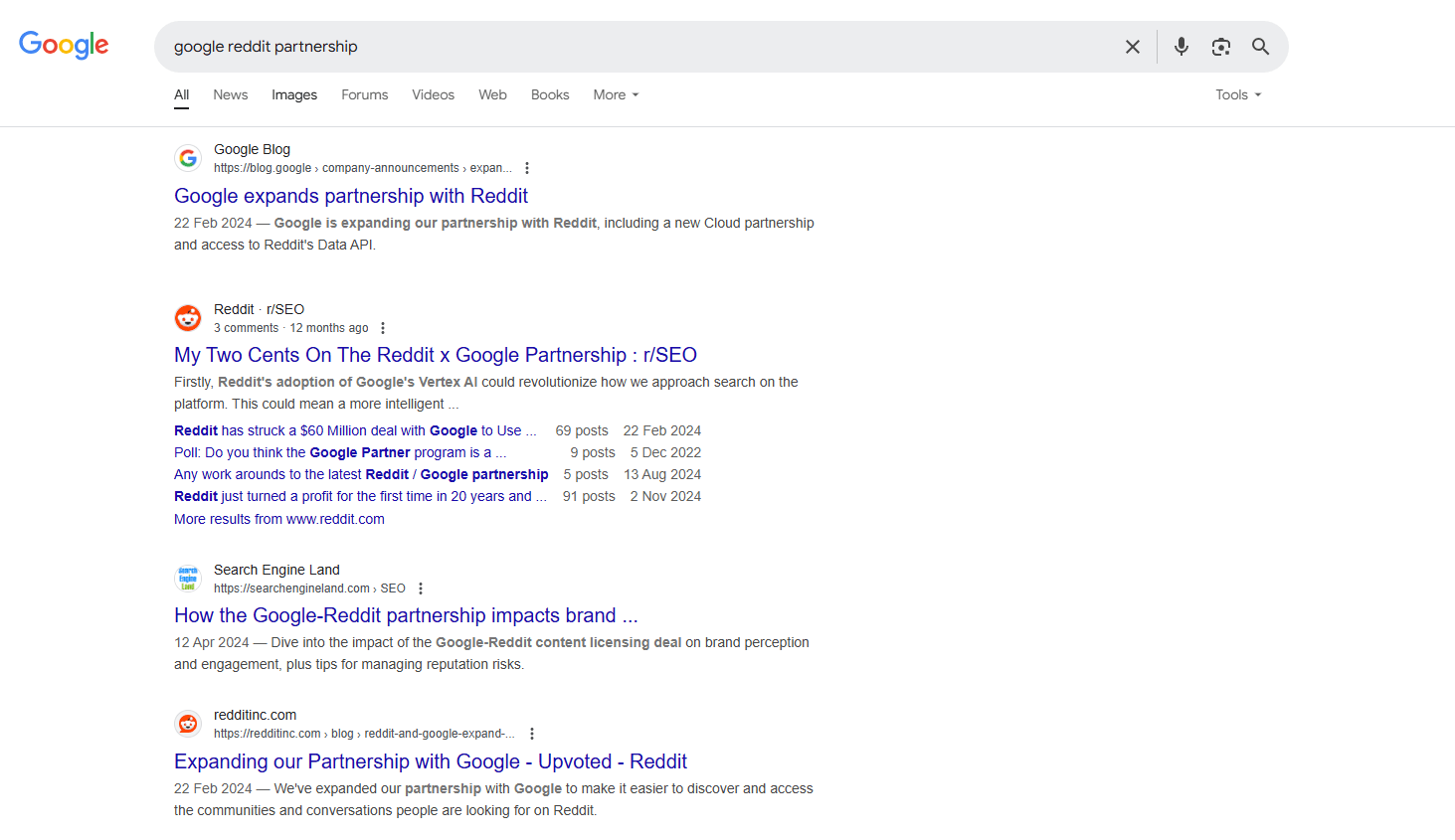 screenshot of Google Reddit deal