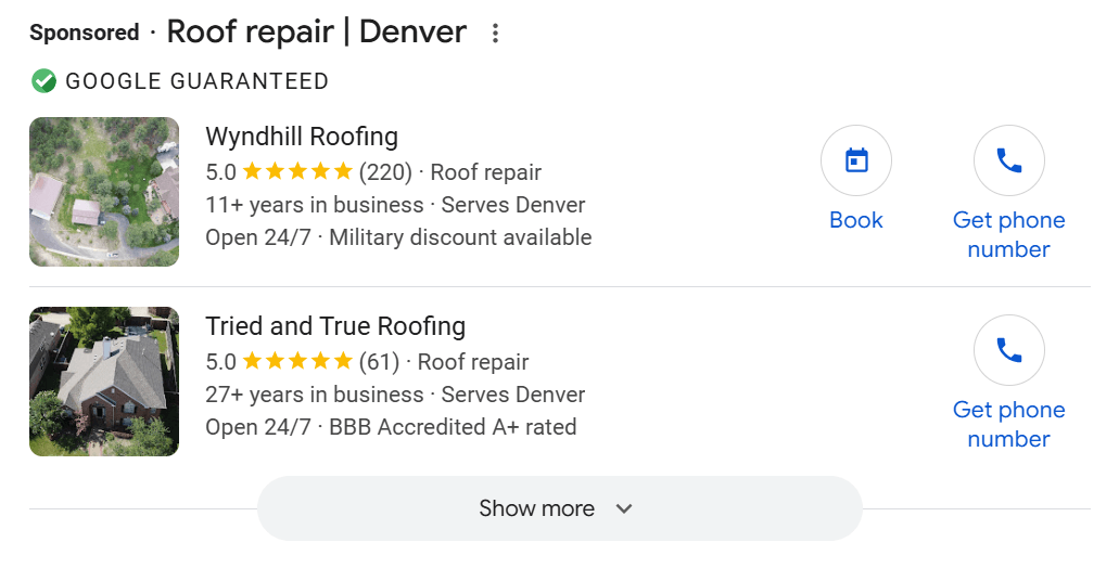lsas for denver roofing companies