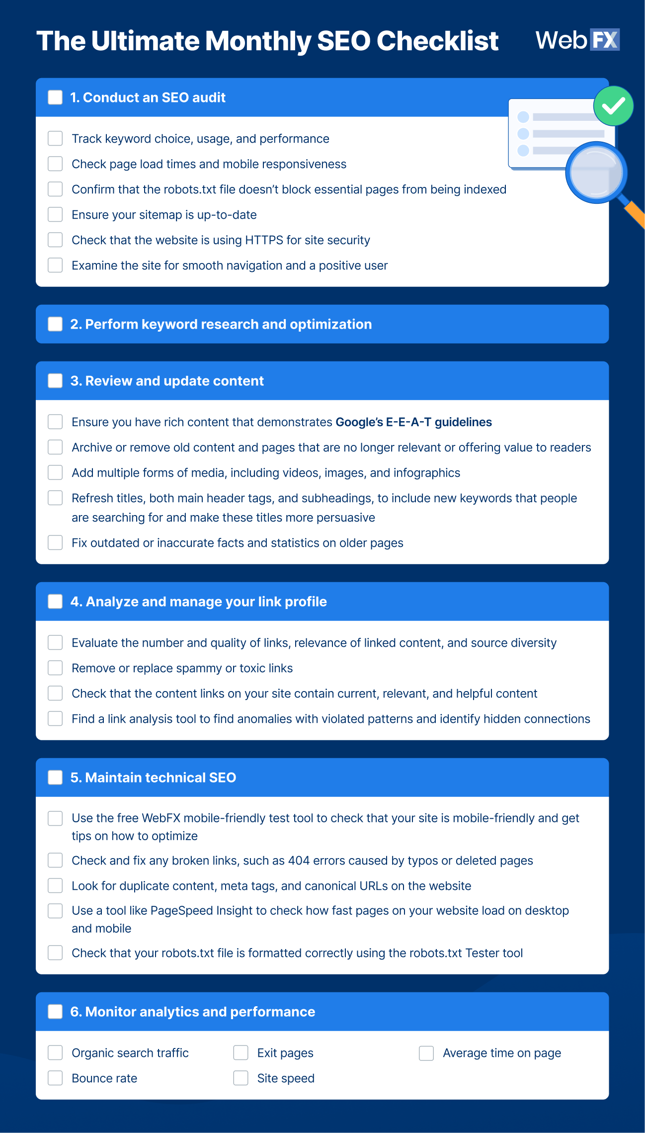 inforgraphic for monthly seo checklist