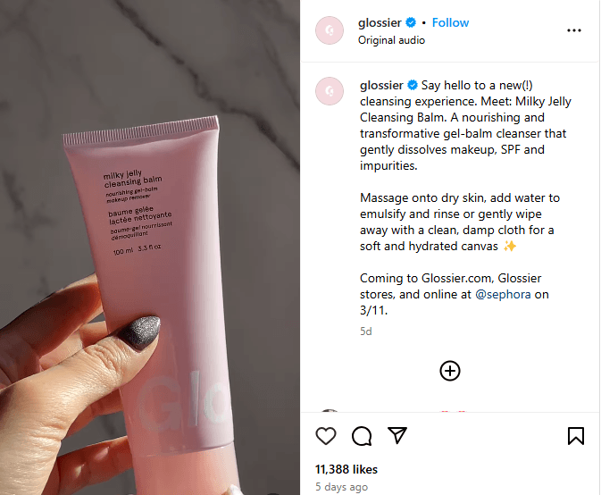 Glossier Instagram post