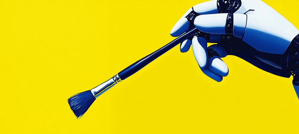 Robot with a paint brush