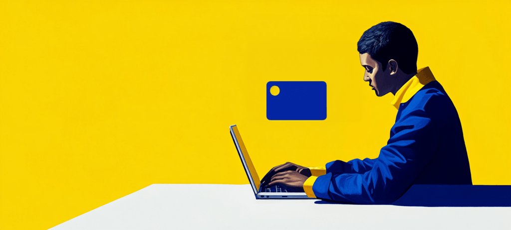Man typing on a laptop