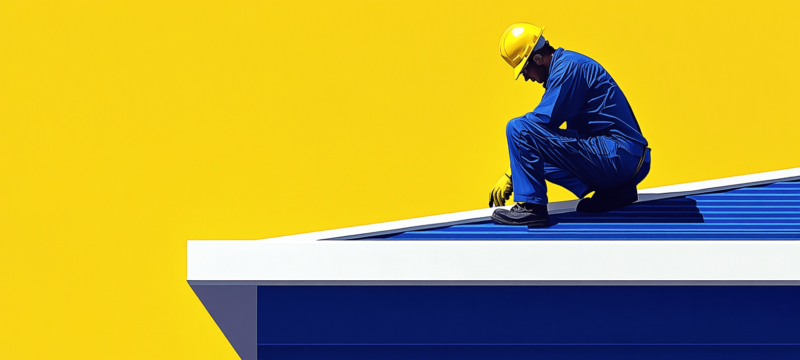 man working on roof