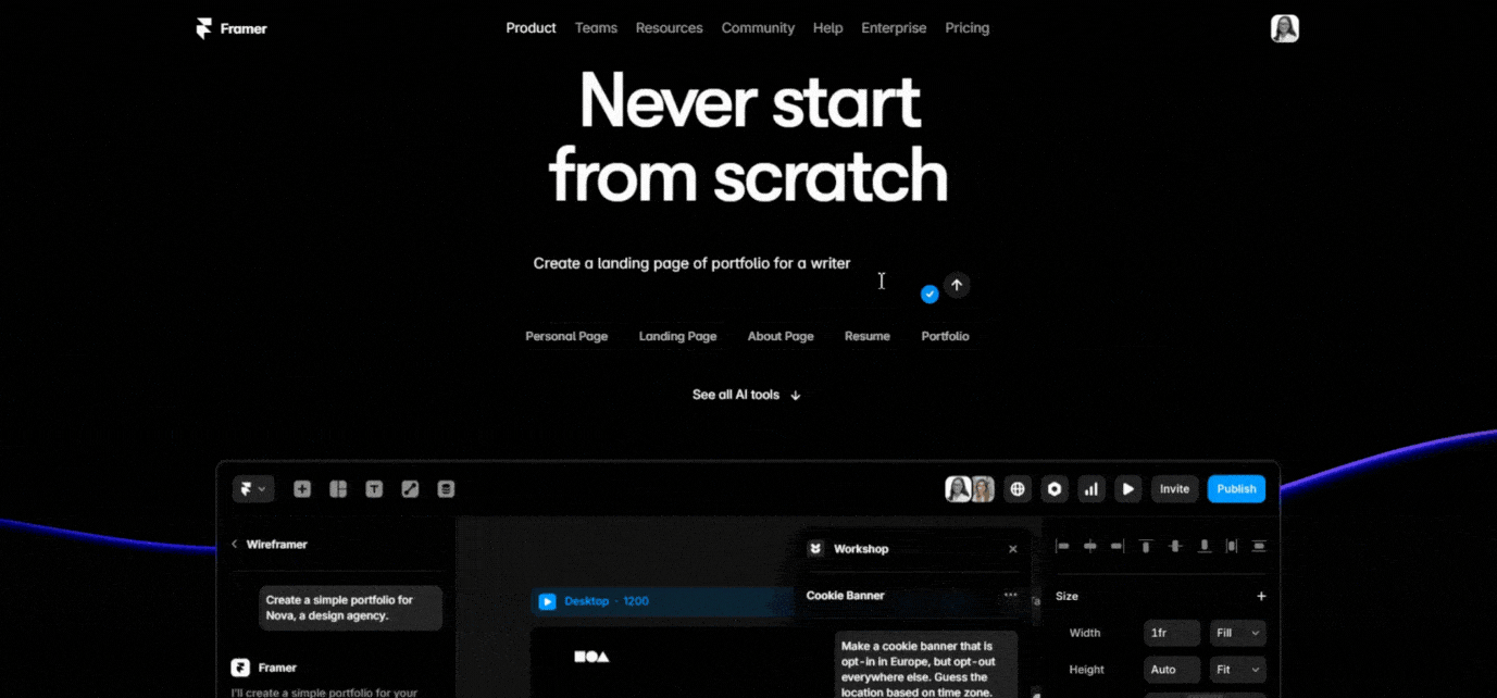 framer ai website builder