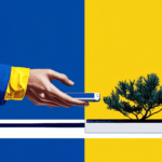 A hand with a smartphone photographing a bonsai