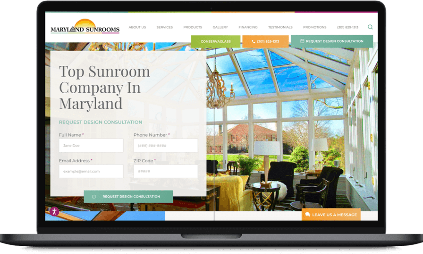 maryland sunrooms laptop screenshot