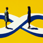 Business people standing on top of an infinity loop