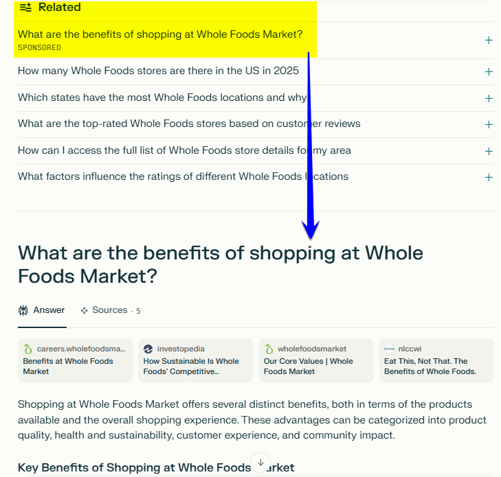 Example of how Perplexity ads work