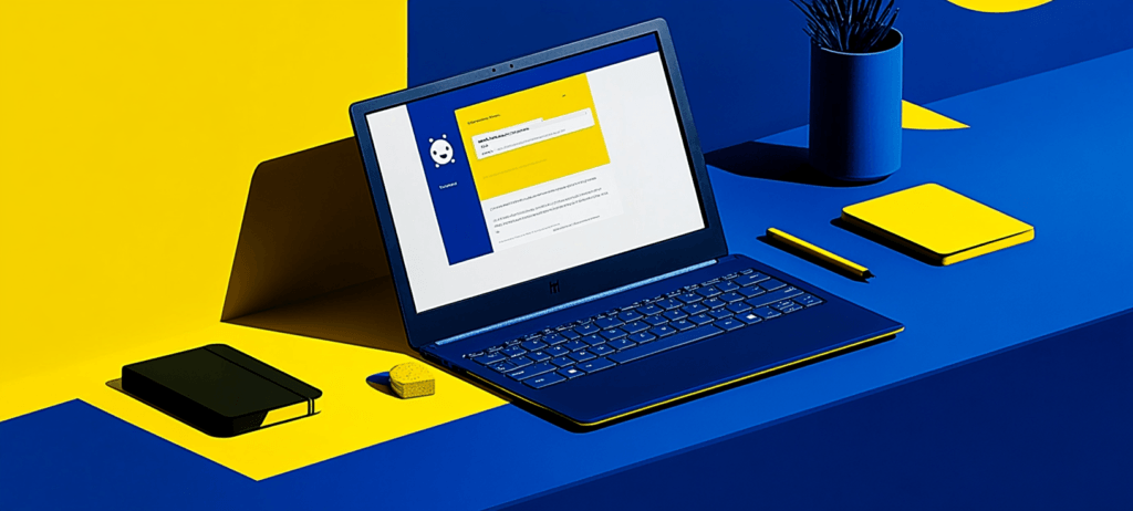 A laptop sitting on a desk