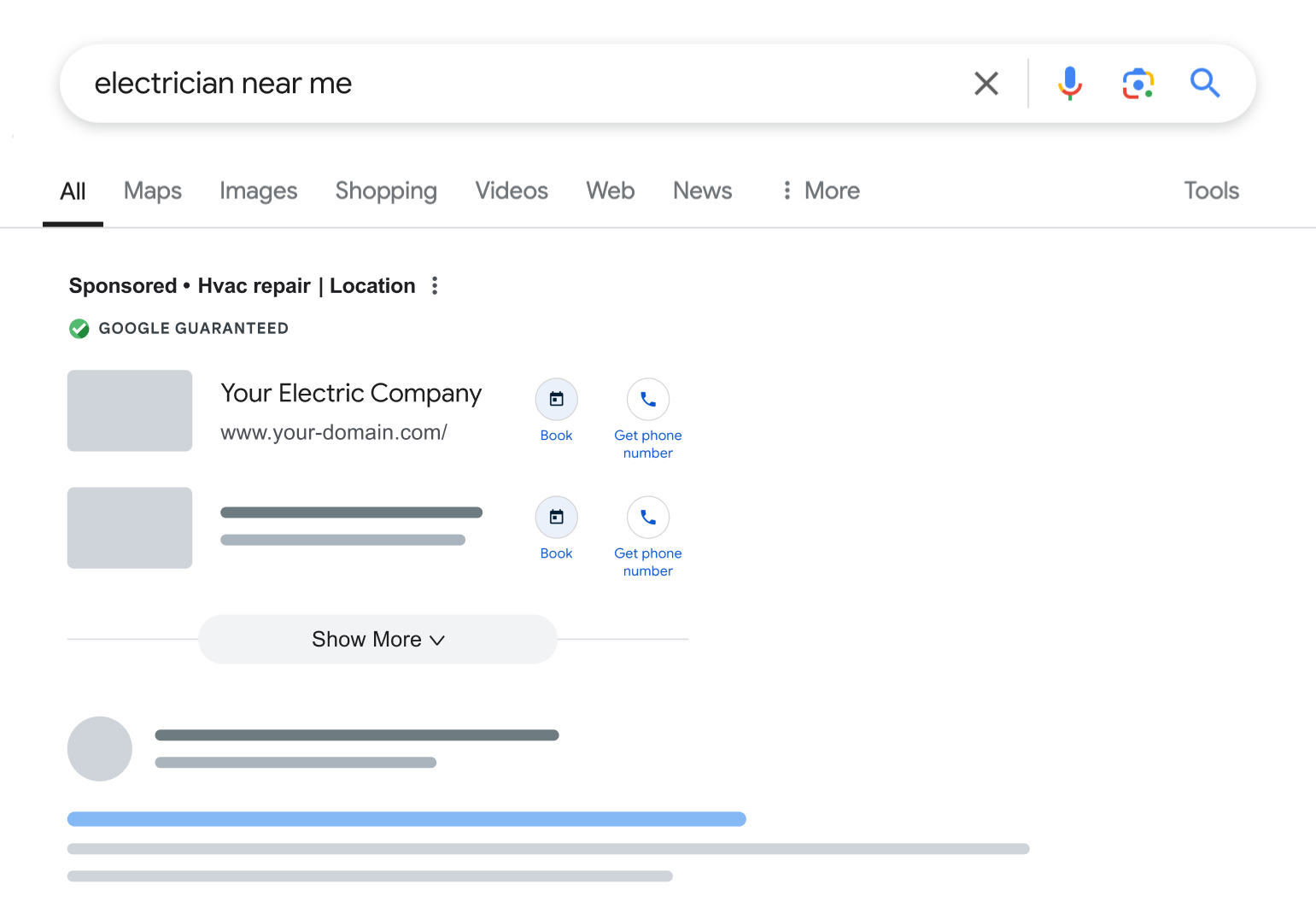 Electric company PPC ad example