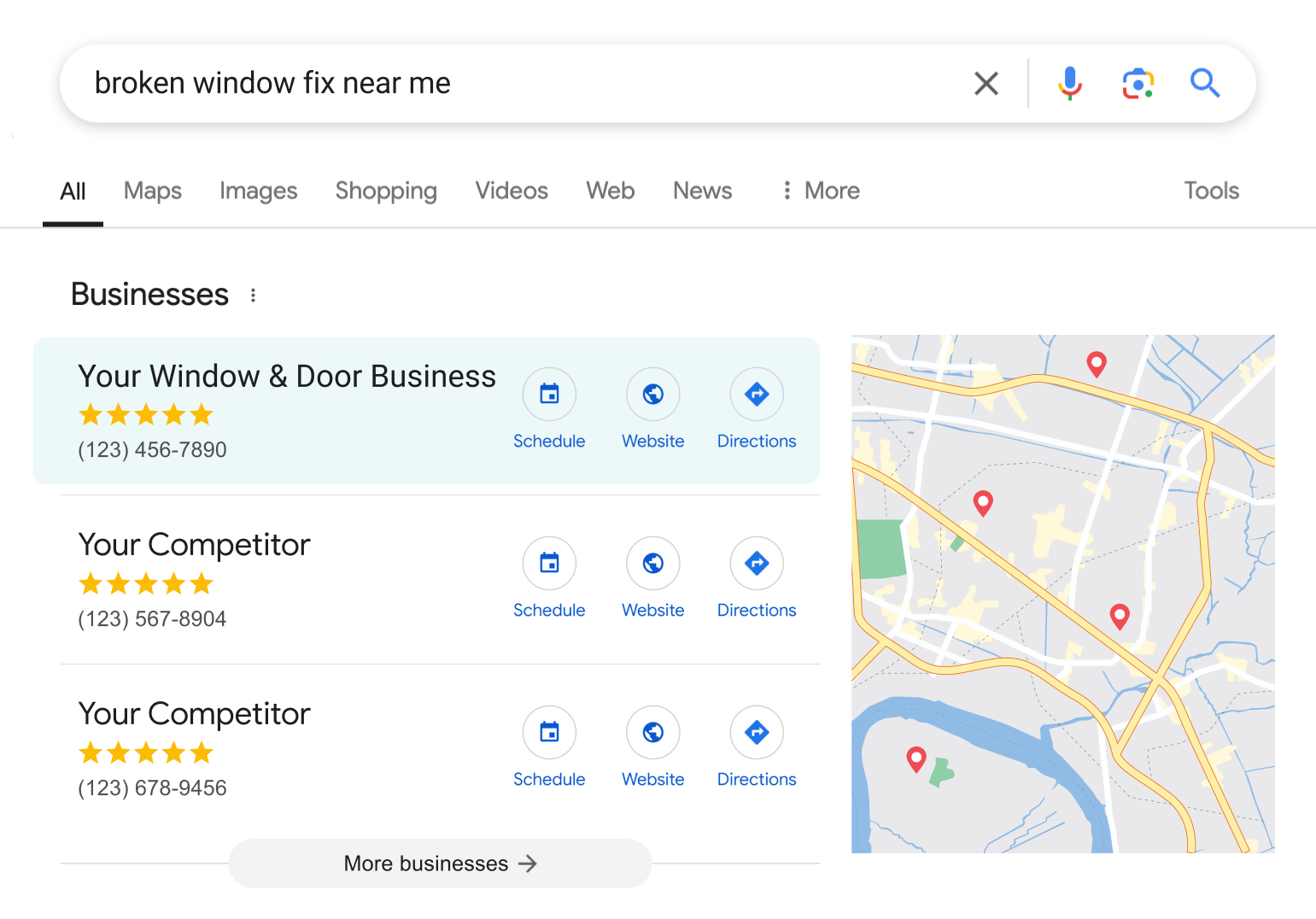 Window and door local SERP mockup