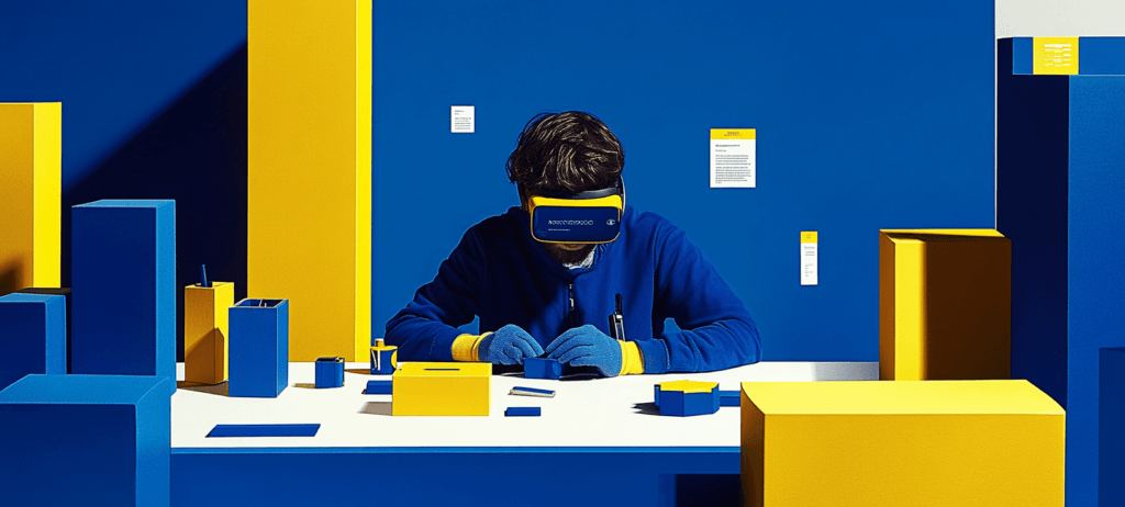 A manufacturer wearing an AR headset
