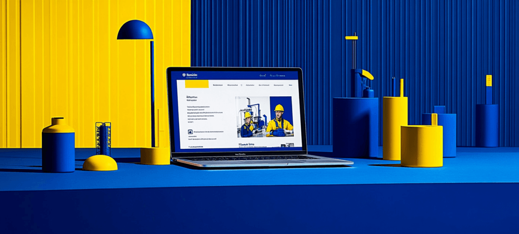 A manufacturing website on a laptop