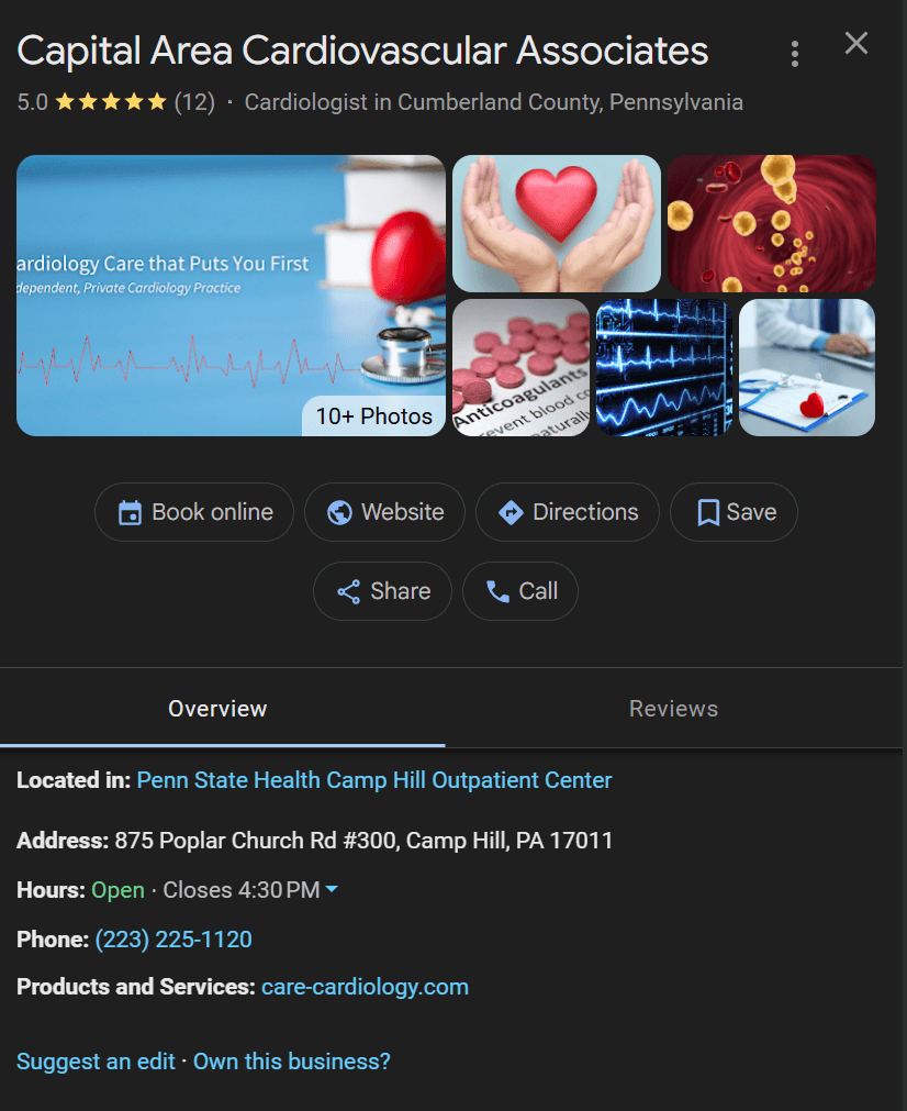 Cardiologist Google Business Profile