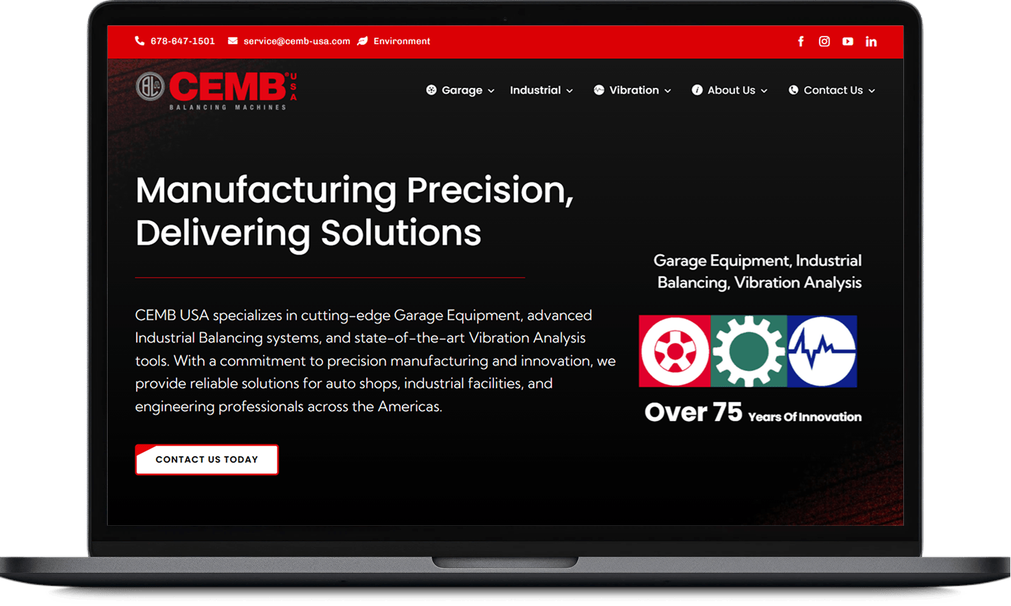 CEMB website homepage on laptop