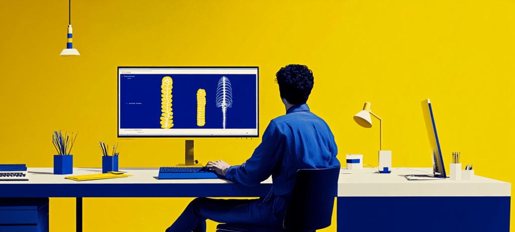 A chiropractor working on desktop