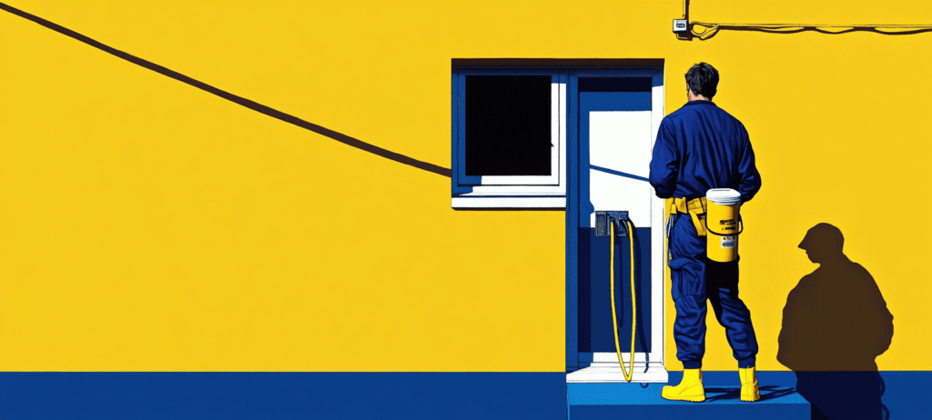 A commercial electrician at work