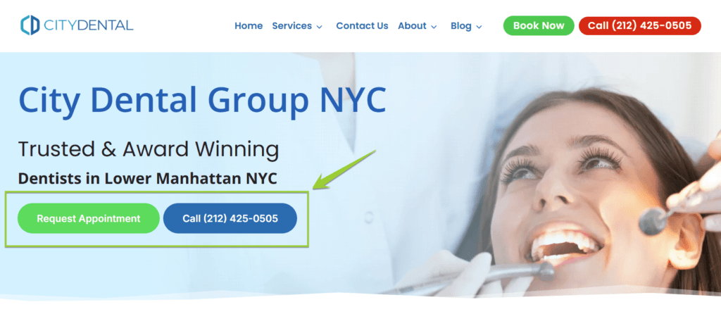 CTA on dental website