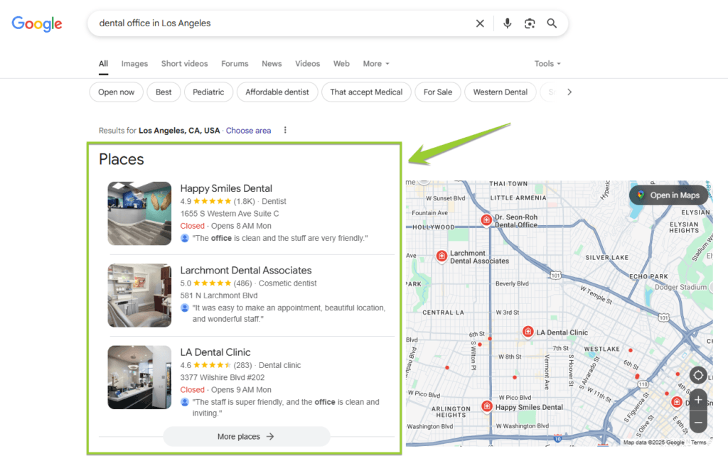 Local search results for LA dental office
