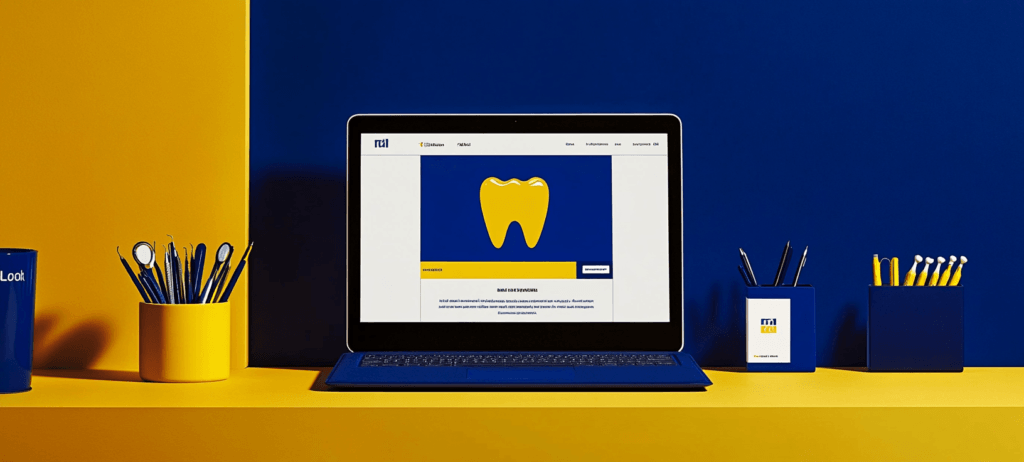 A dental website displayed on monitor
