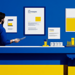 A dermatology office against blue backdrop