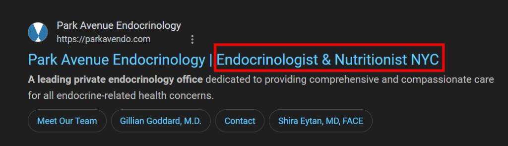 Local SEO content for endocrinologist