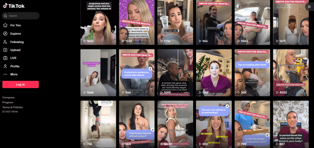 Video-based content marketing examples of OBGYNs