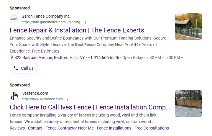 PPC ads for fence company