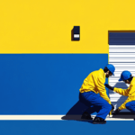 A team repairing a garage door