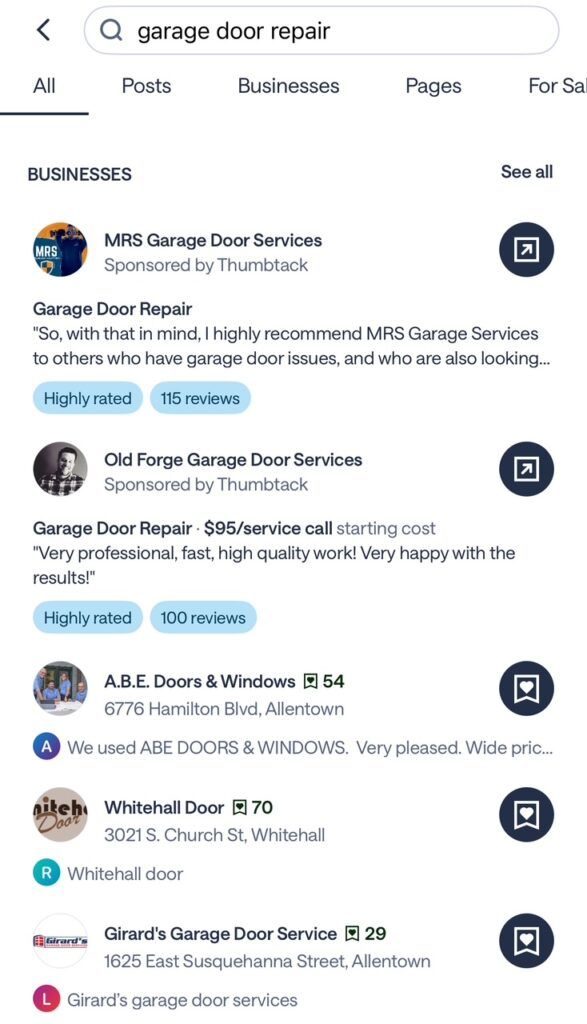 A garage door exchange on NextDoor