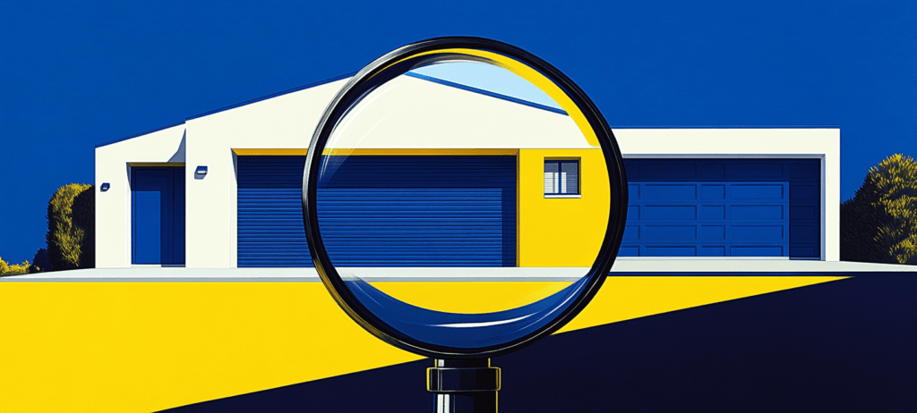Modern house seen through a magnifying glass.
