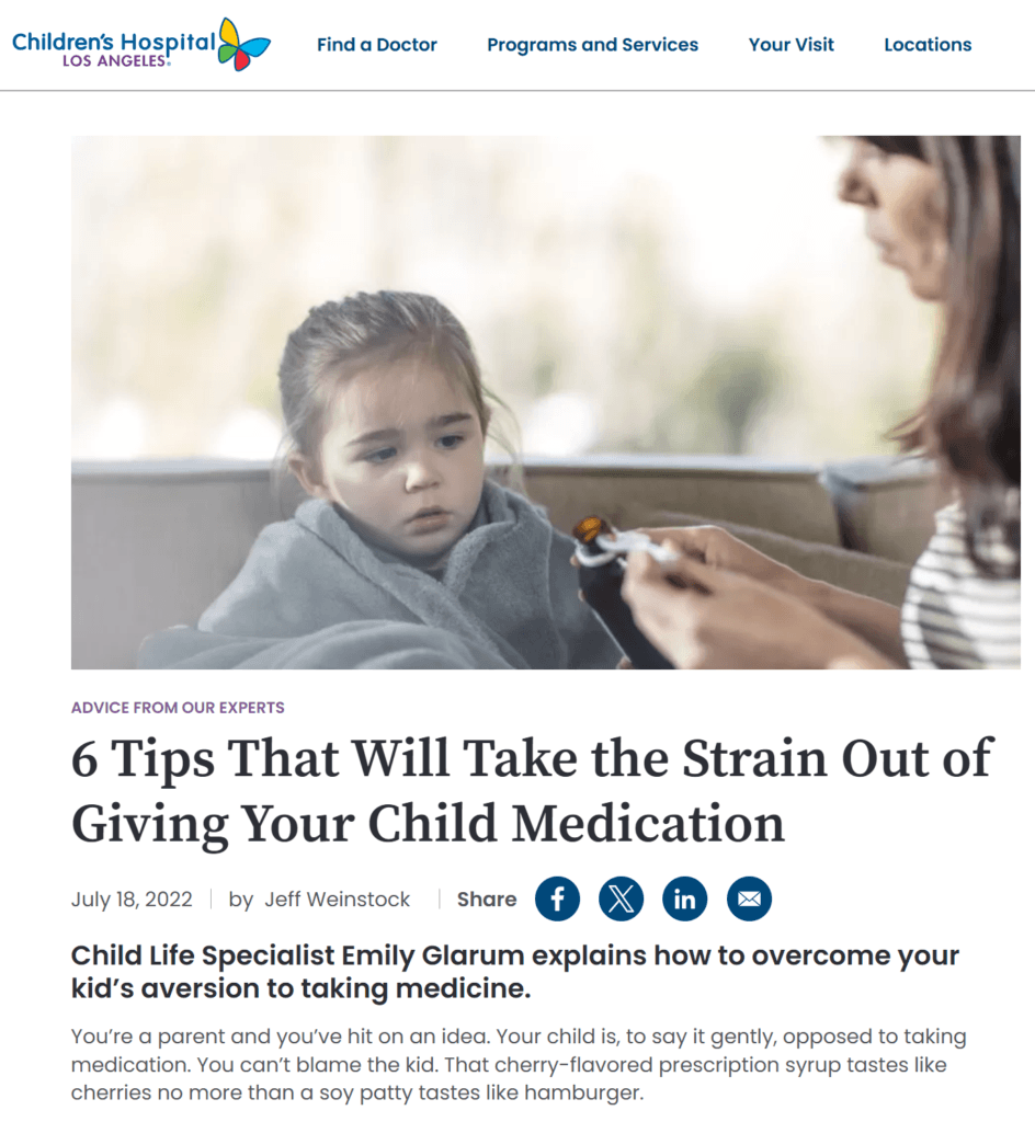Example of healthcare content