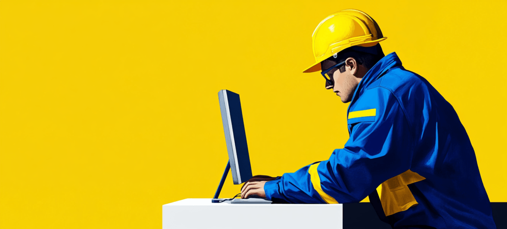 A home builder using a laptop