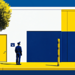 A security officer outside a building